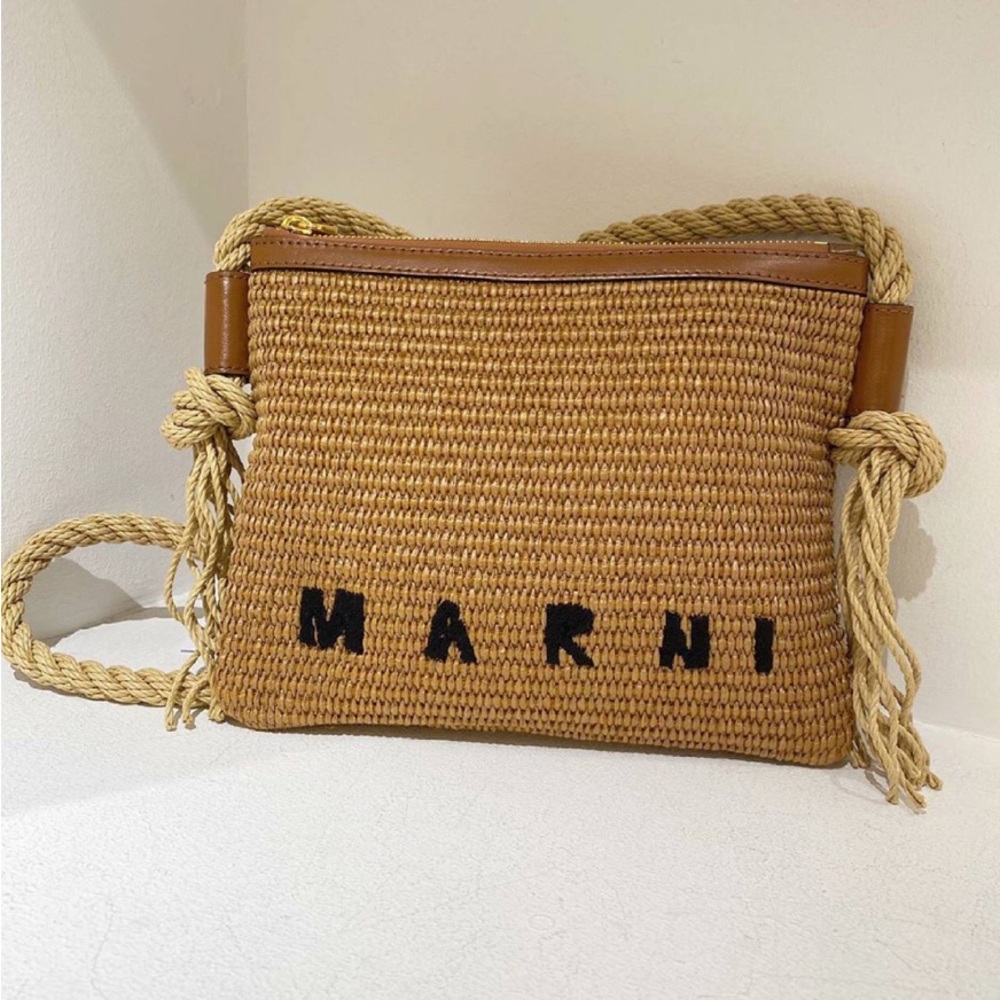 Marni Tan Woven Shoulder Bag